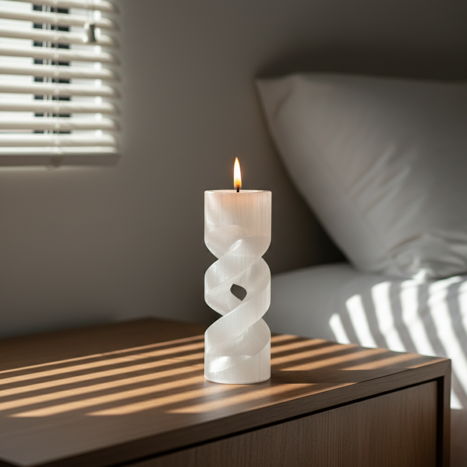 Selenite Spiral Candle Holder