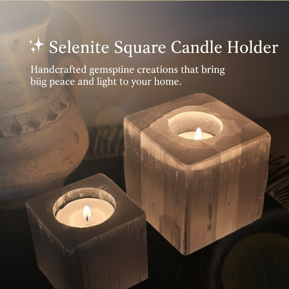 Selenite Square Candle Holder