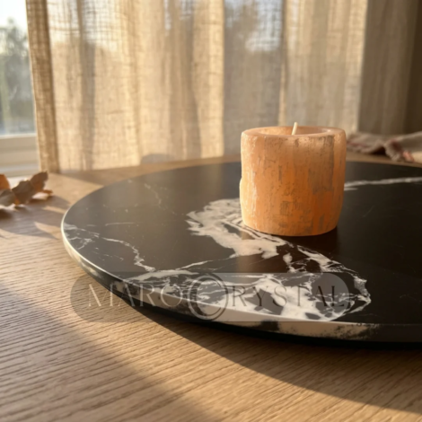 Orange Selenite candle holder hand carved in Morocco